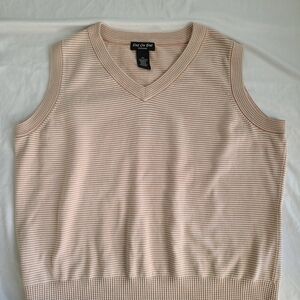 Women's Striped Sweater Vest - Cream Academia